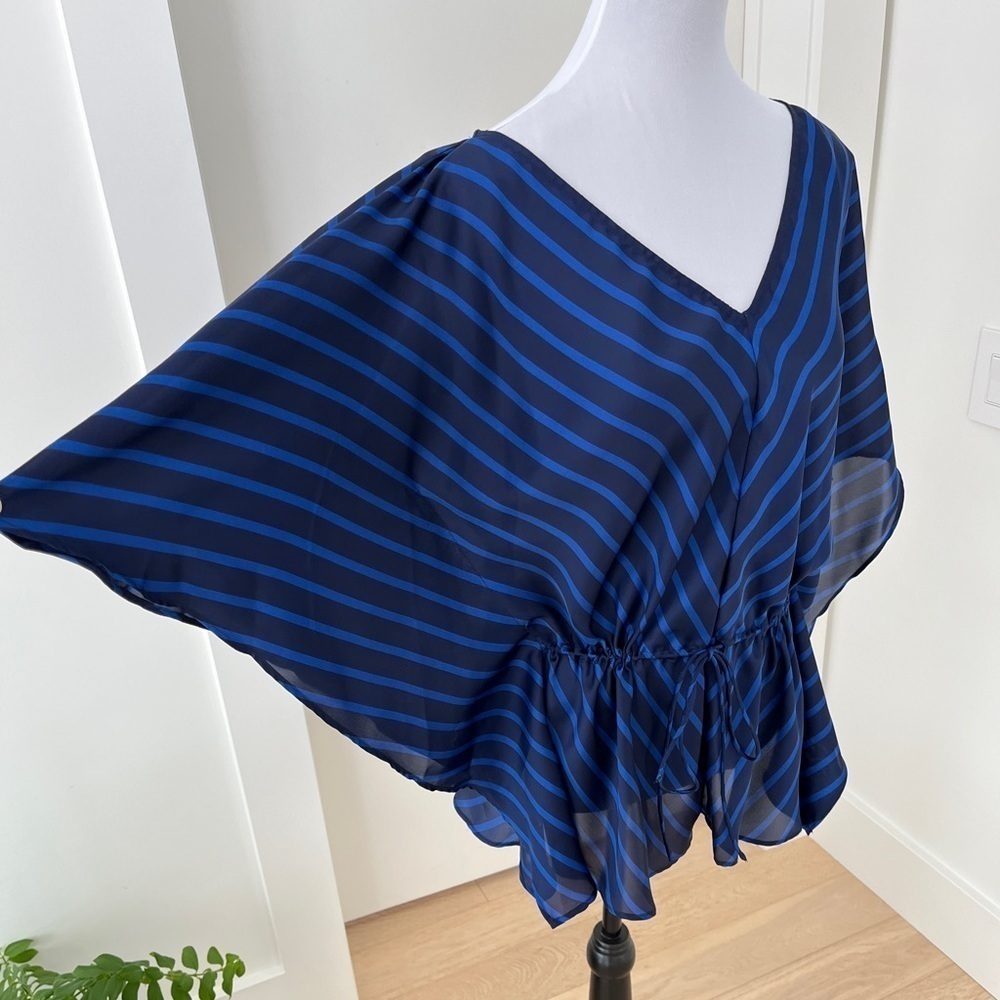 LAUREN Ralph Lauren Chevron Pattern Butterfly Sleeve V Neck Blouse Day to Night